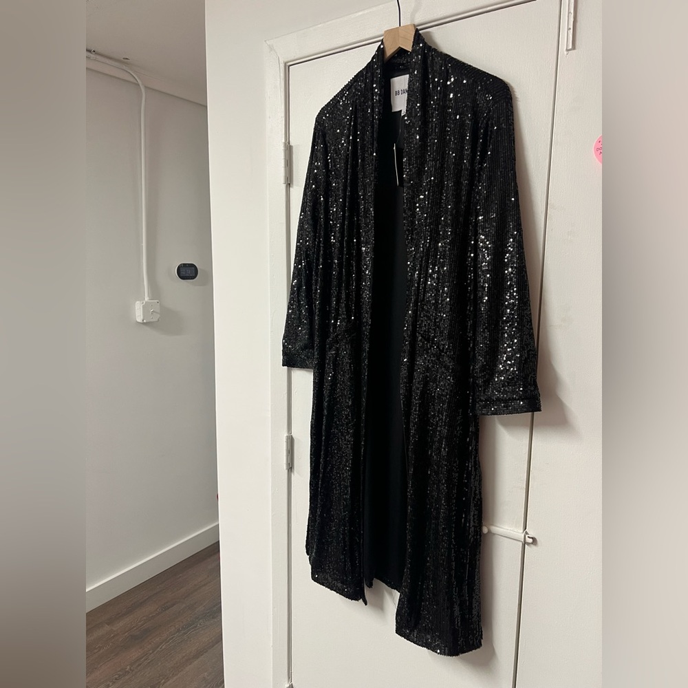 BB Dakota Black Sequin Duster Size L NWT